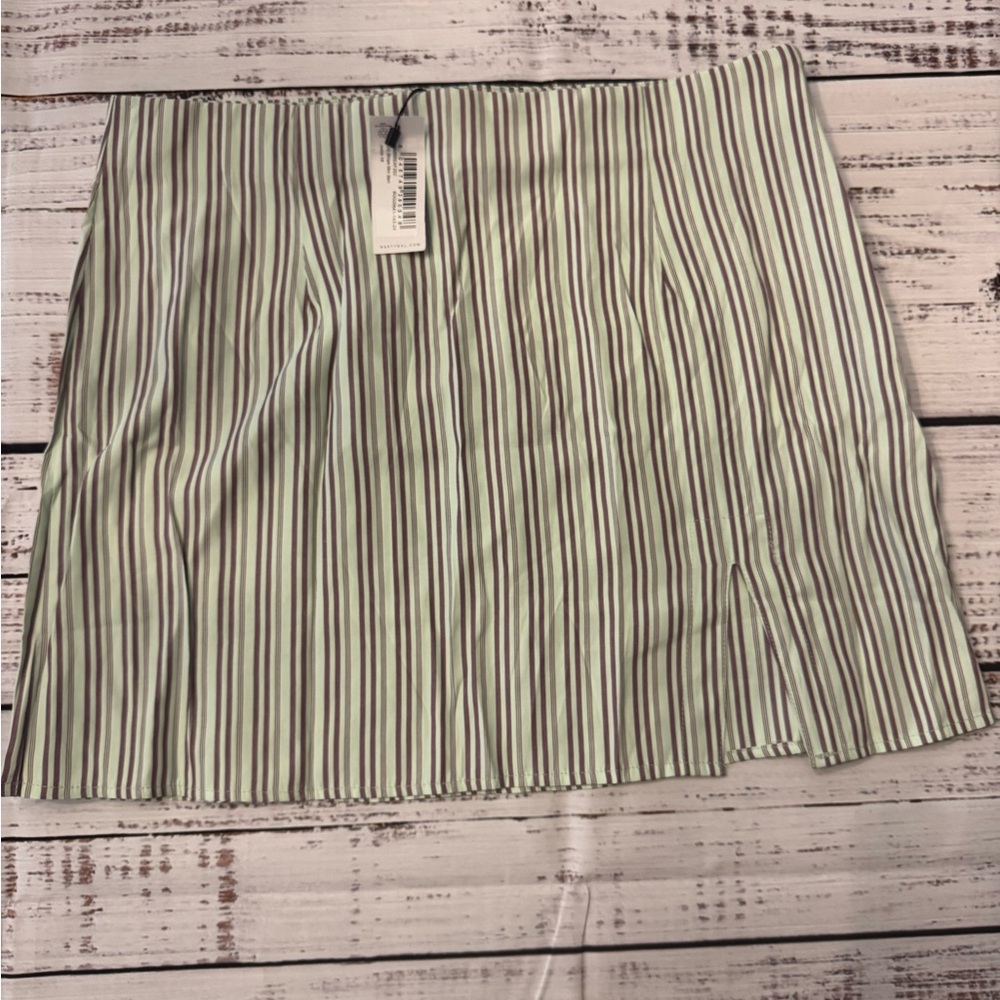 Nasty Gal Green and Mint Striped Mini Skirt